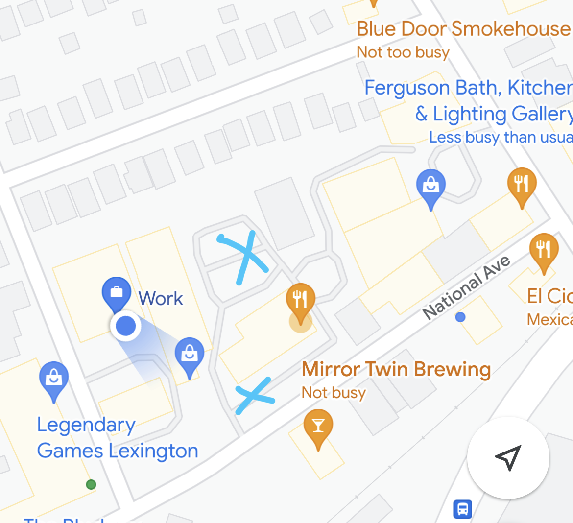 WHB parking a screenshot from Google maps of the National-N Ashland corner of the Warehouse Block